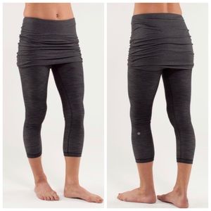 Lululemon Yin To You Crop Black Leggings Skirt 4